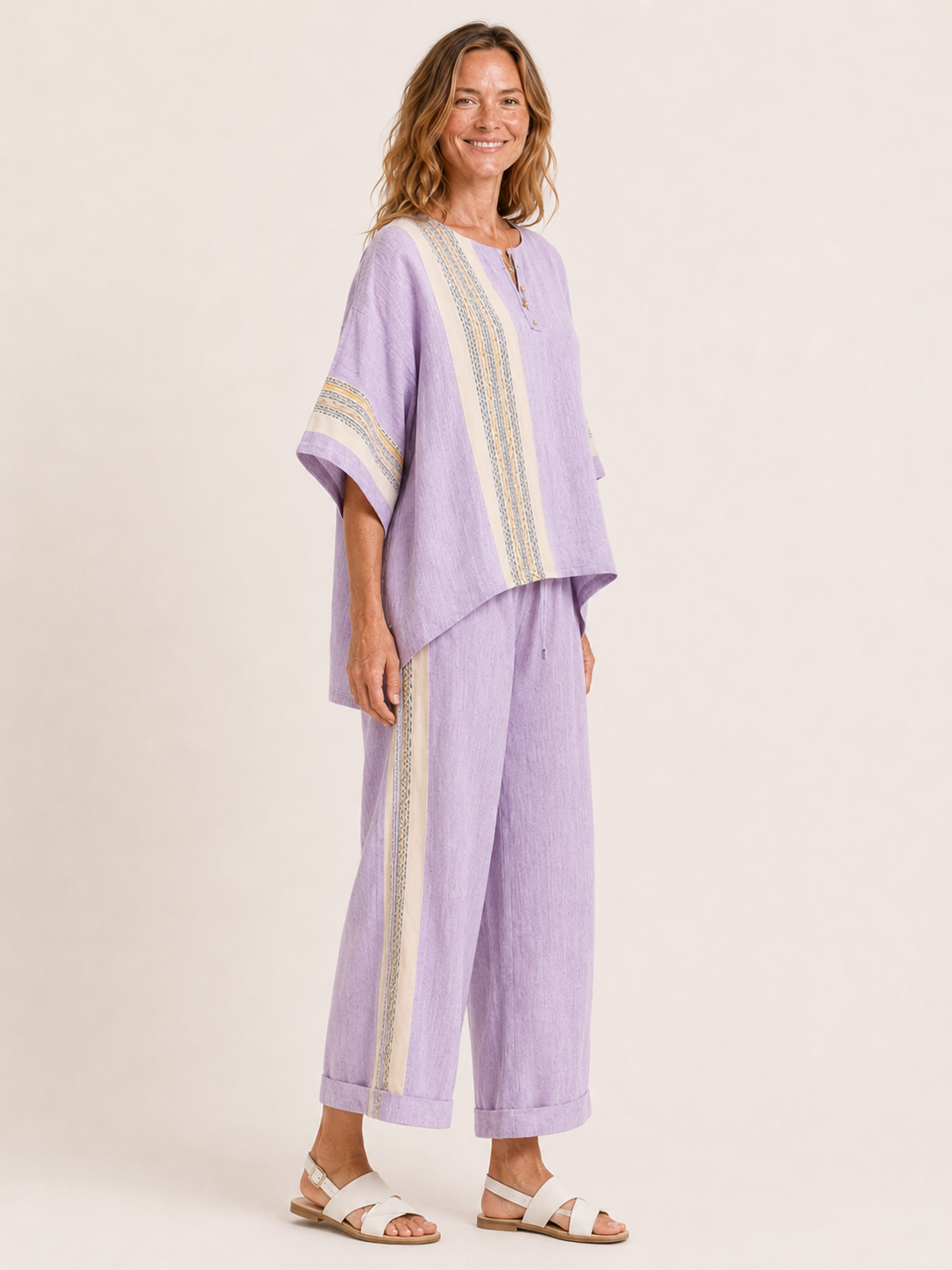 Aurora | Women's Striped Wide Leg Pants Two Piece Set