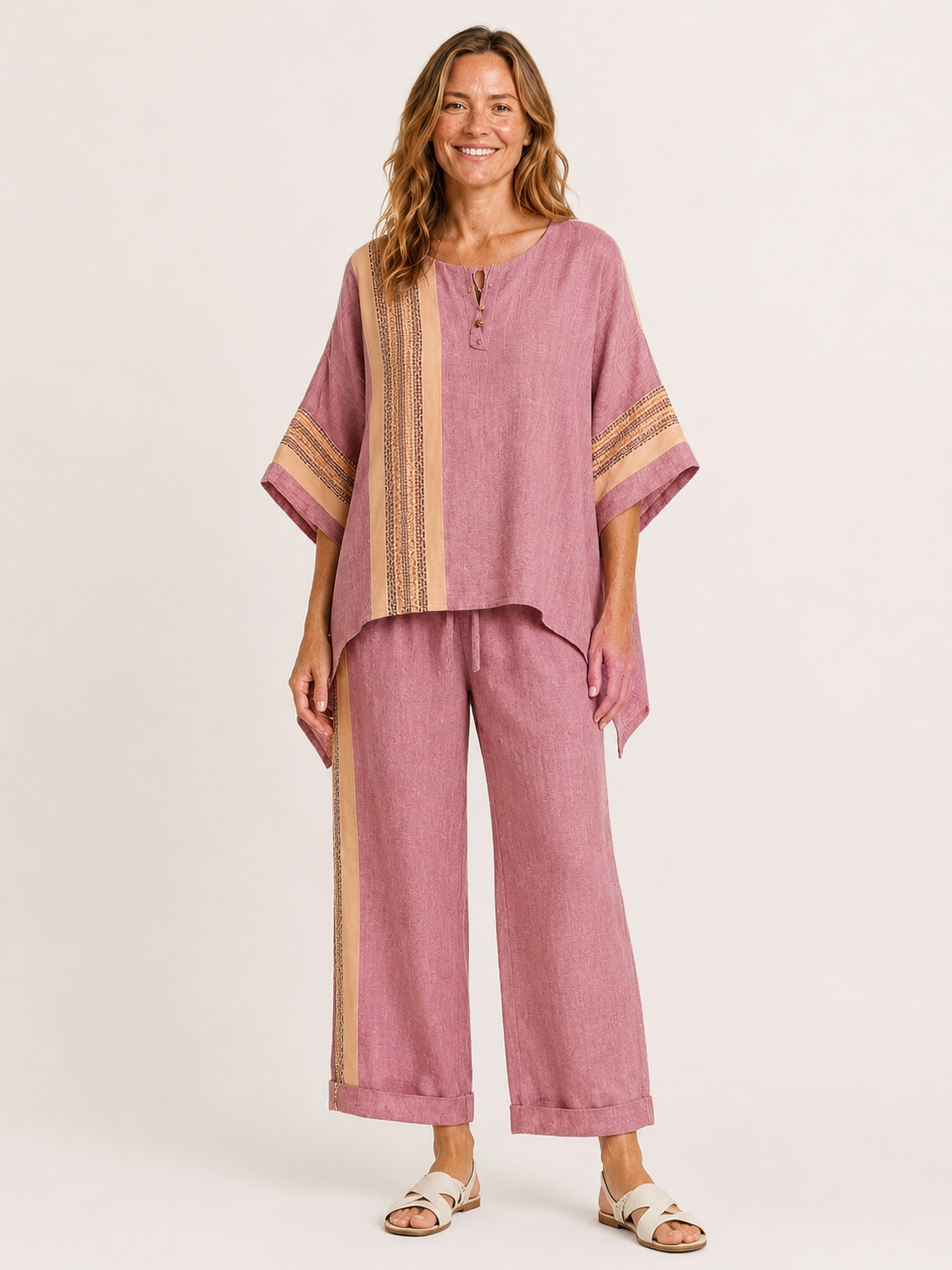 Aurora | Women's Striped Wide Leg Pants Two Piece Set