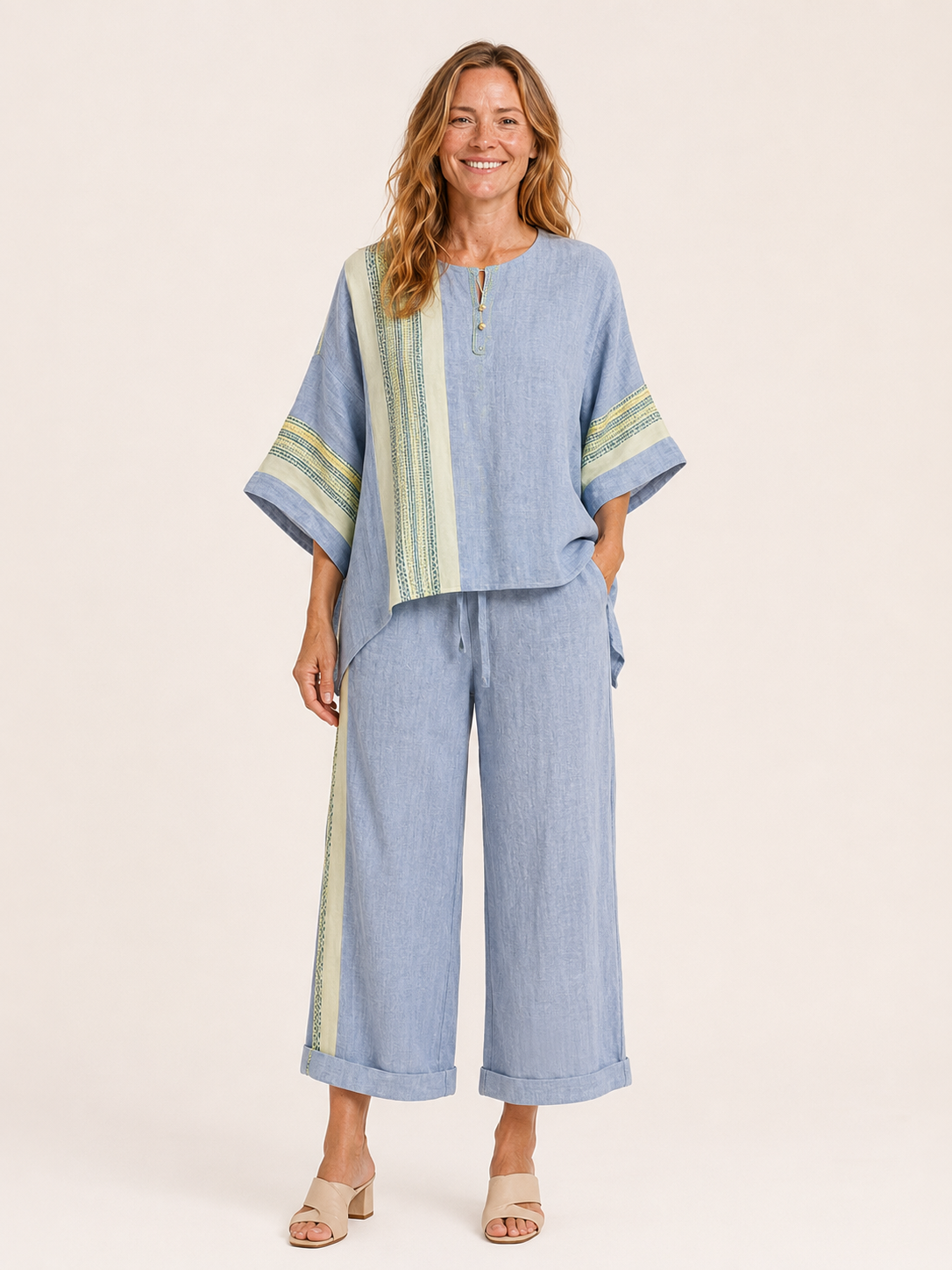 Aurora | Women's Striped Wide Leg Pants Two Piece Set