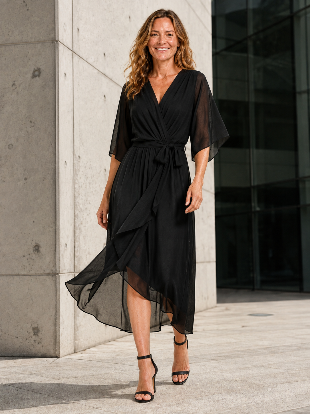 Ava | Women's Wrap Tie Waist Wedding Guest Maxi Dress
