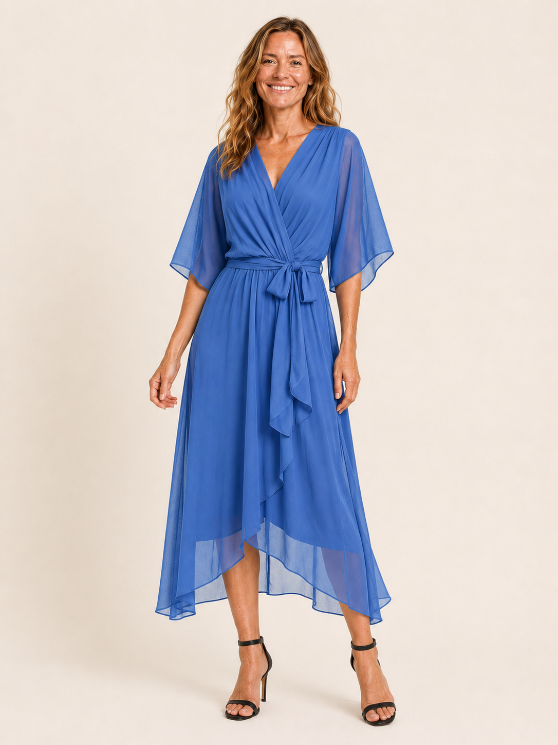 Ava | Women's Wrap Tie Waist Wedding Guest Maxi Dress