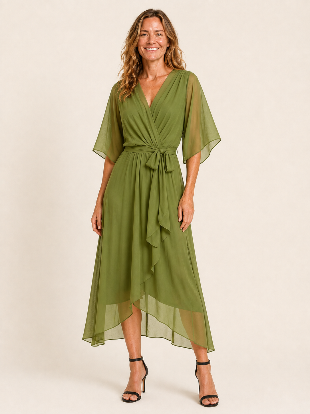 Ava | Women's Wrap Tie Waist Wedding Guest Maxi Dress
