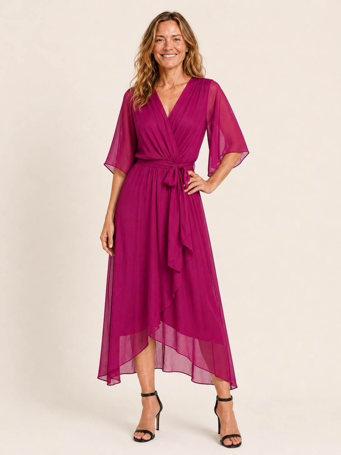 Ava | Women's Wrap Tie Waist Wedding Guest Maxi Dress