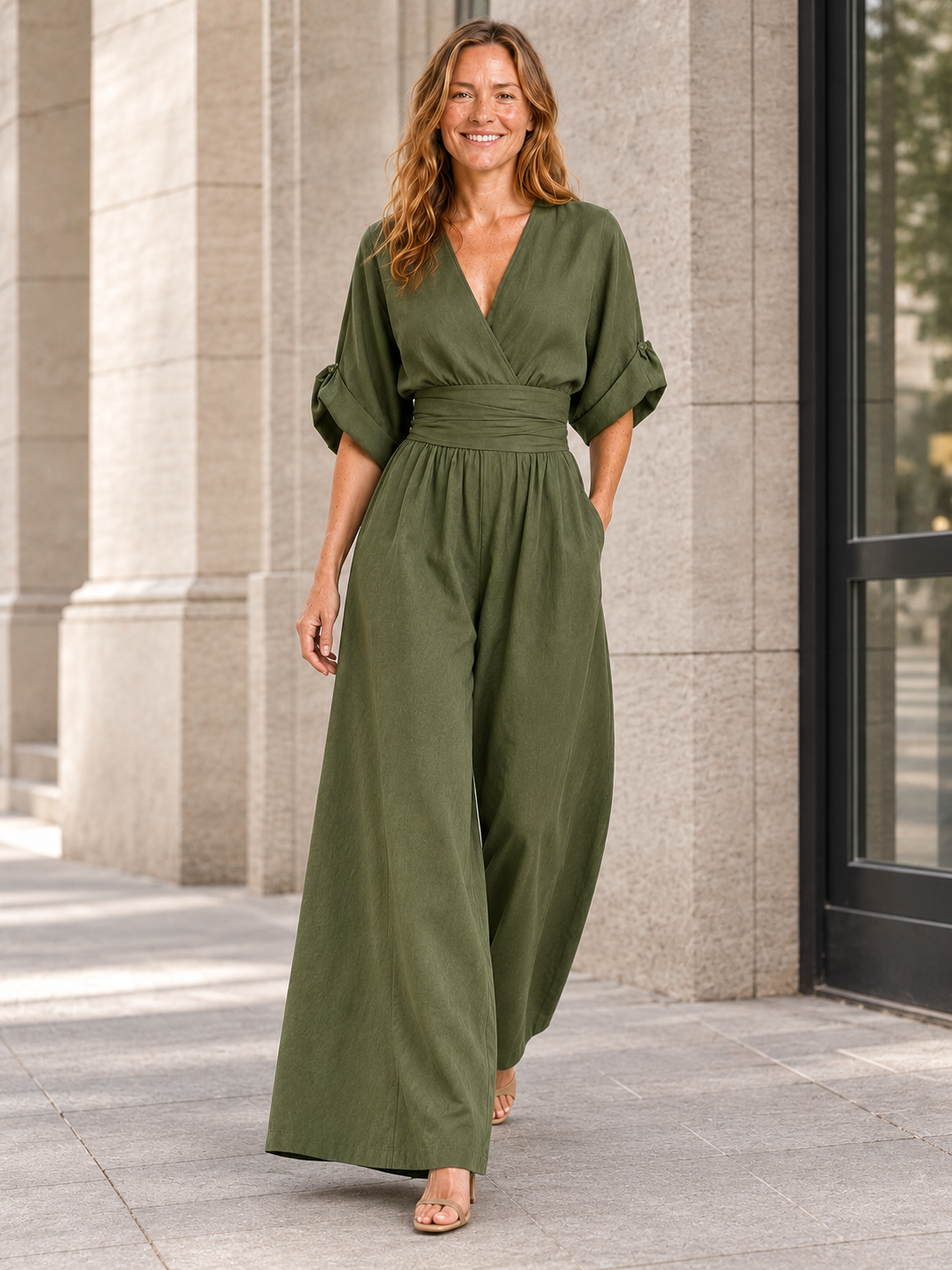 Averna | Women’s Wide-Leg Jumpsuit with V-Neckline