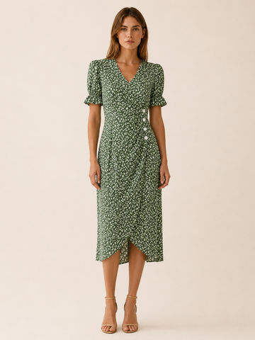 Aviana | Midi Dress with Wrap Front