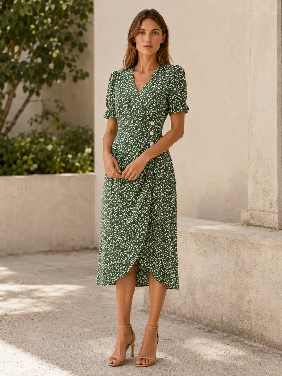Aviana | Midi Dress with Wrap Front
