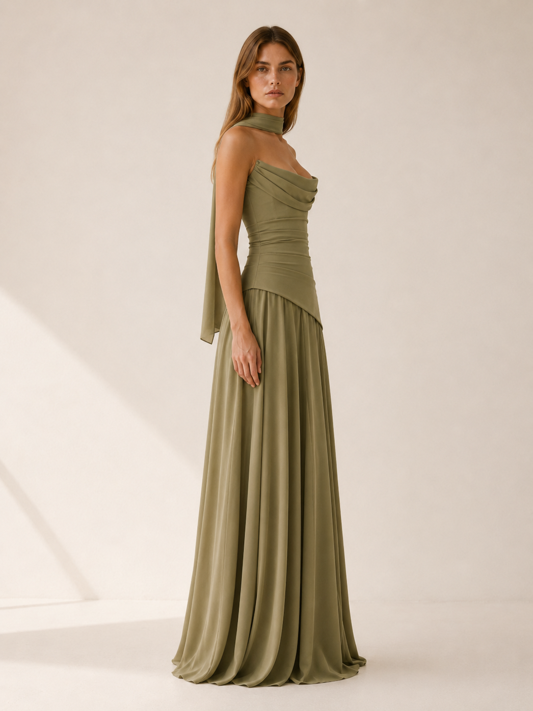 Aviva | Strapless Maxi Dress with Draped Detail