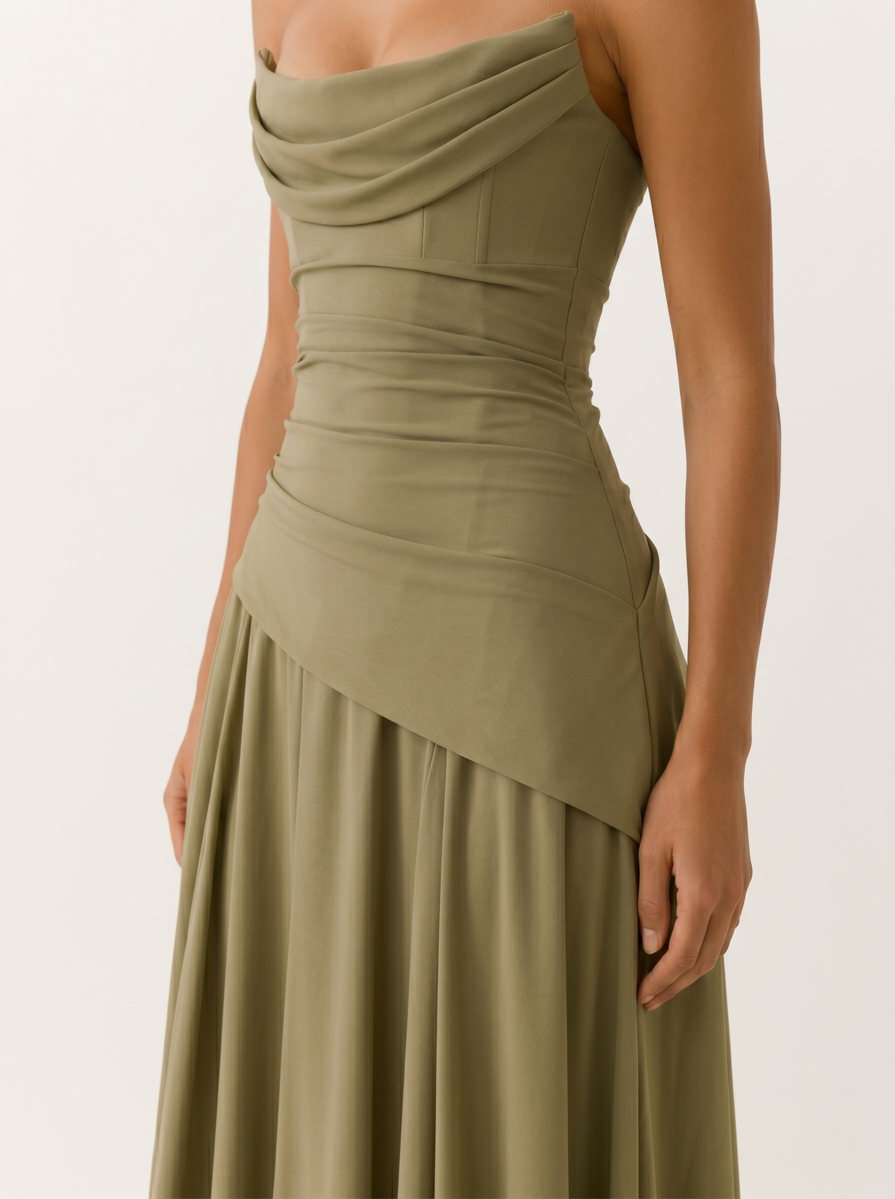Aviva | Strapless Maxi Dress with Draped Detail