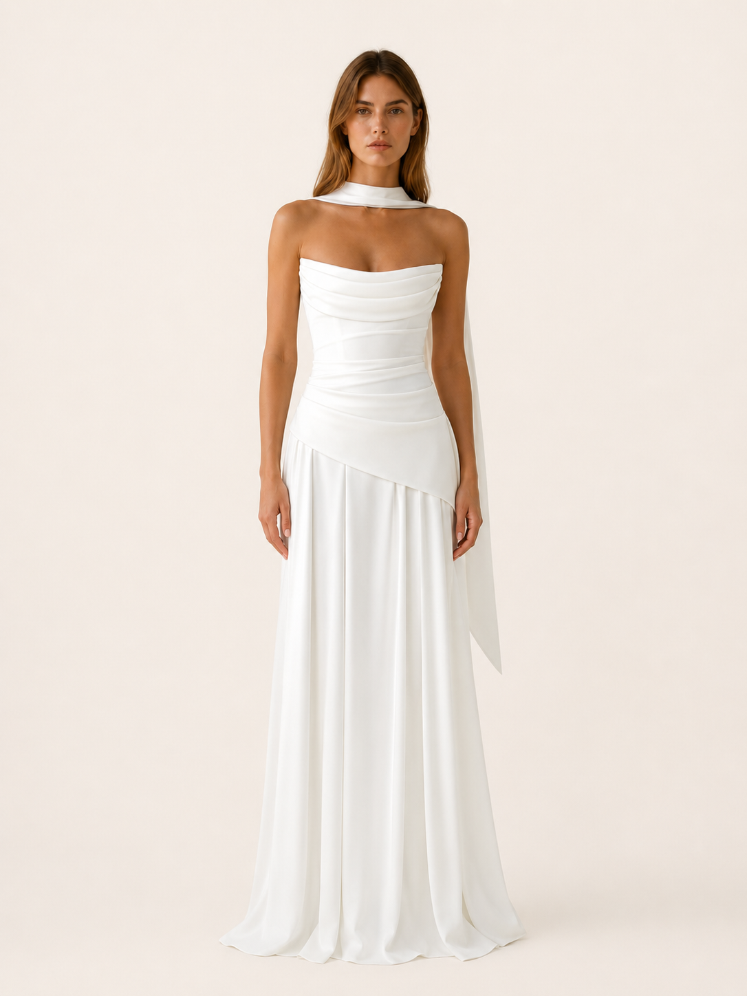 Aviva | Strapless Maxi Dress with Draped Detail