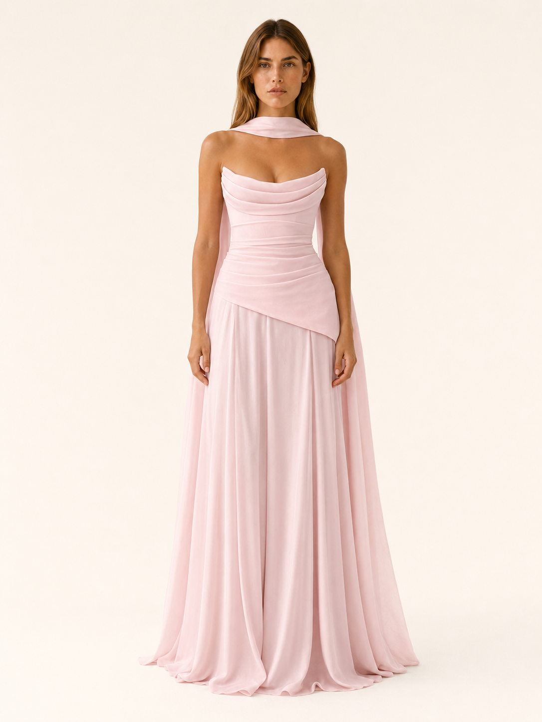 Aviva | Strapless Maxi Dress with Draped Detail