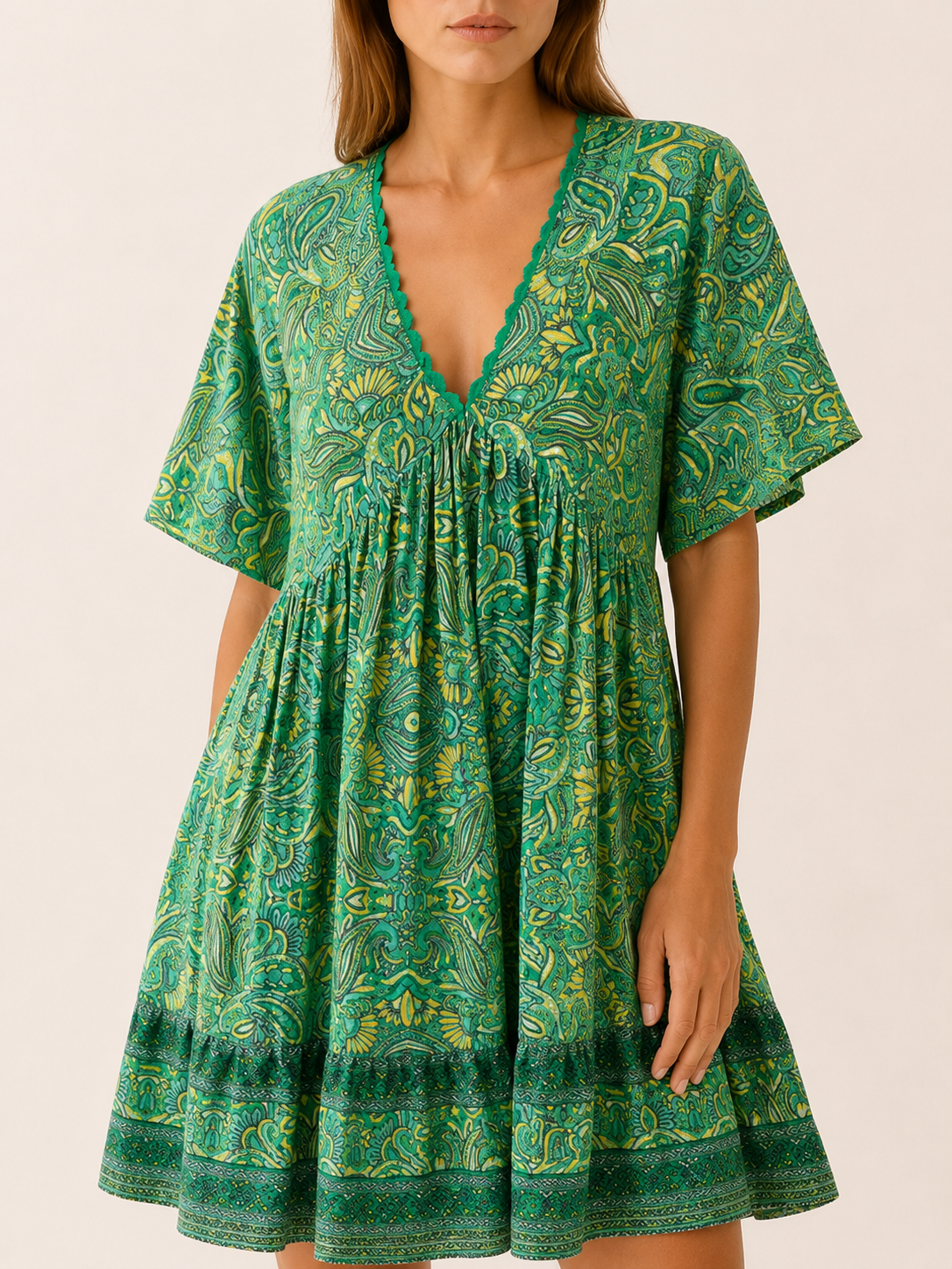 Avonlea | Summer Boho Mini Dress with Paisley Print