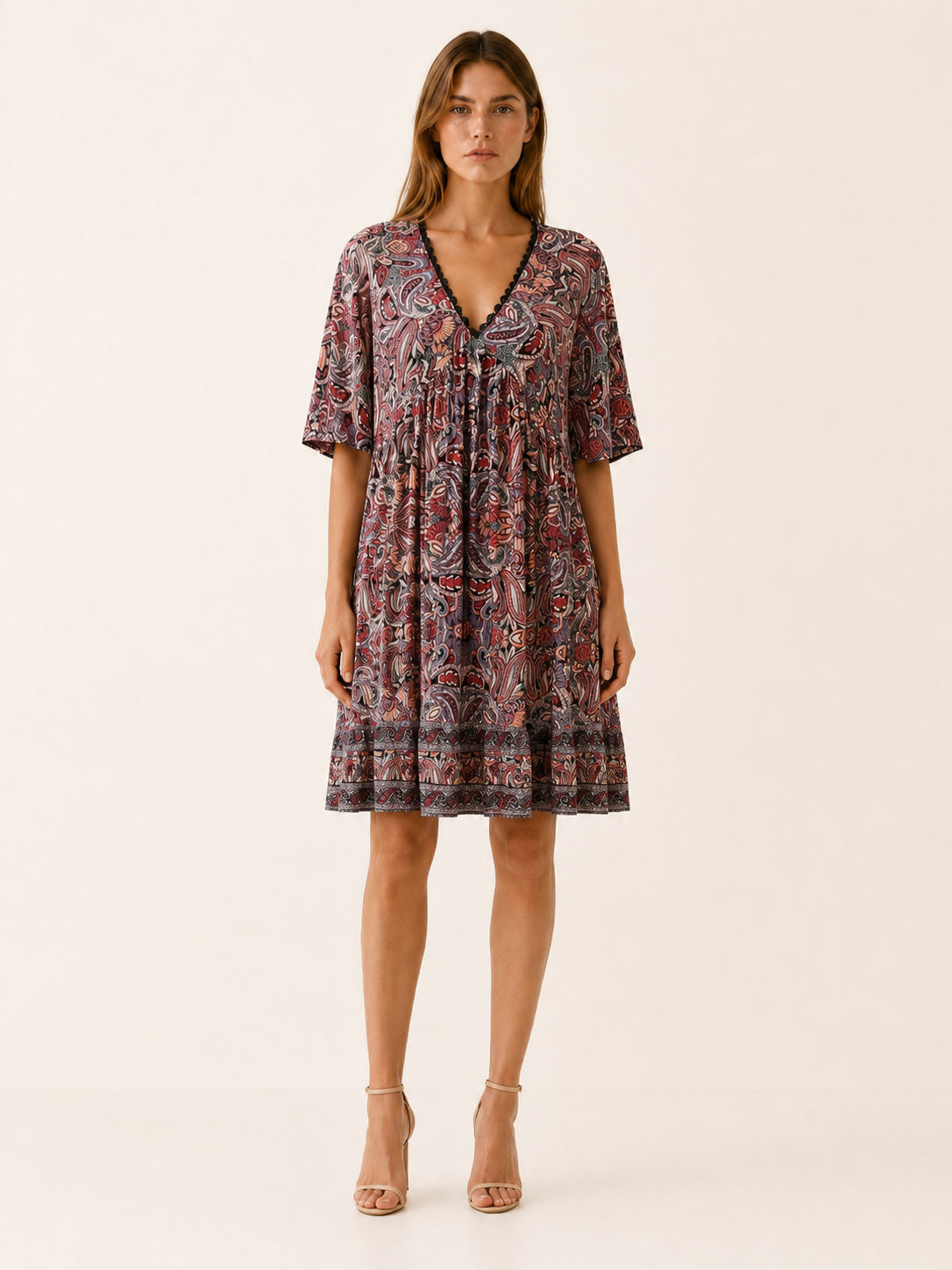 Avonlea | Summer Boho Mini Dress with Paisley Print