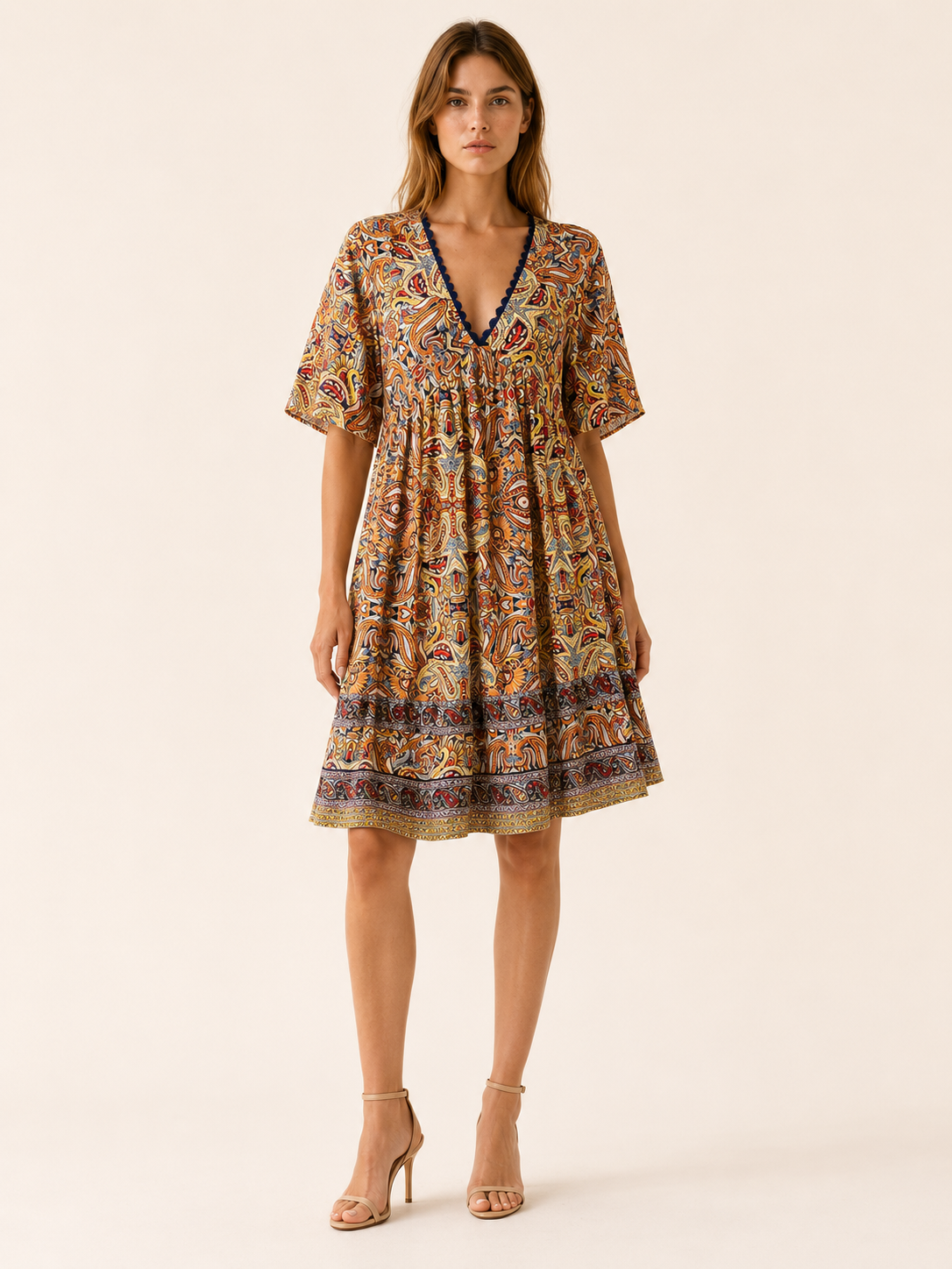Avonlea | Summer Boho Mini Dress with Paisley Print