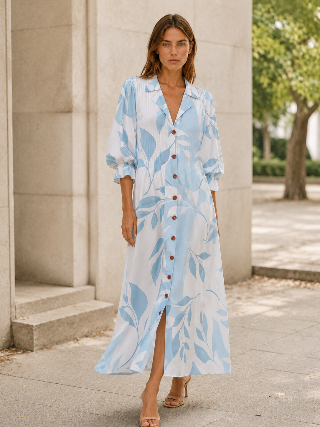 Avrienne | Boho Maxi Dress with Printed Detail