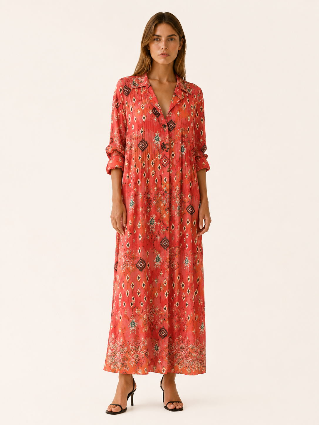Avrienne | Boho Maxi Dress with Printed Detail