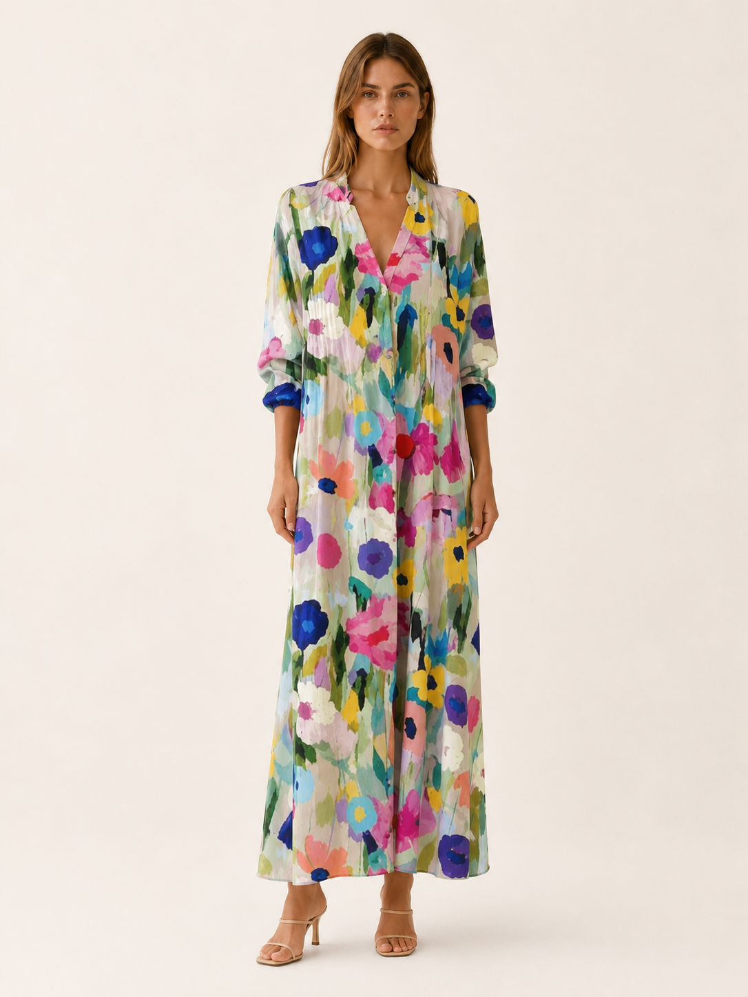 Avrienne | Boho Maxi Dress with Printed Detail