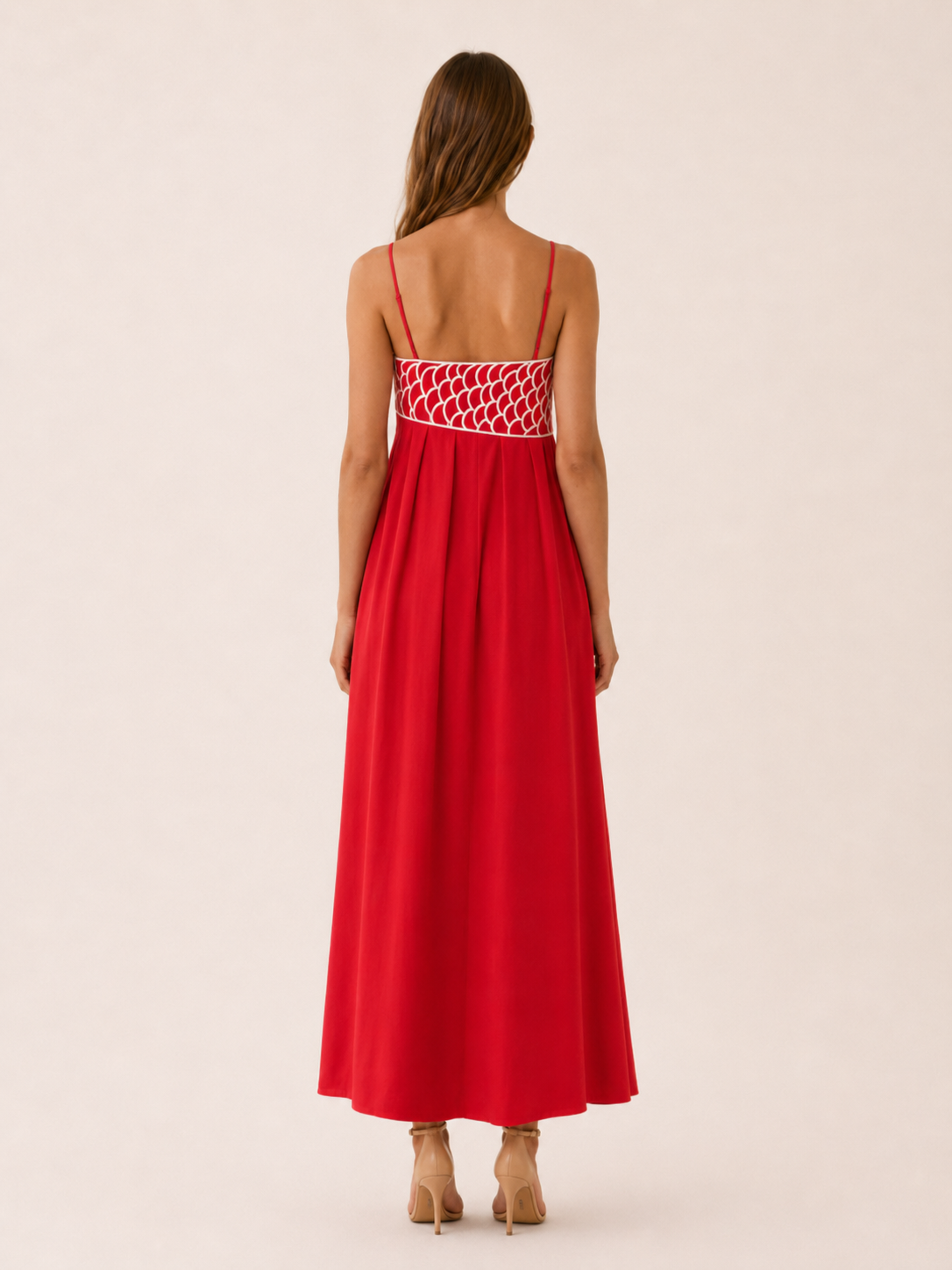 Baylor | Summer Fish Print Maxi Dress with Spaghetti Straps