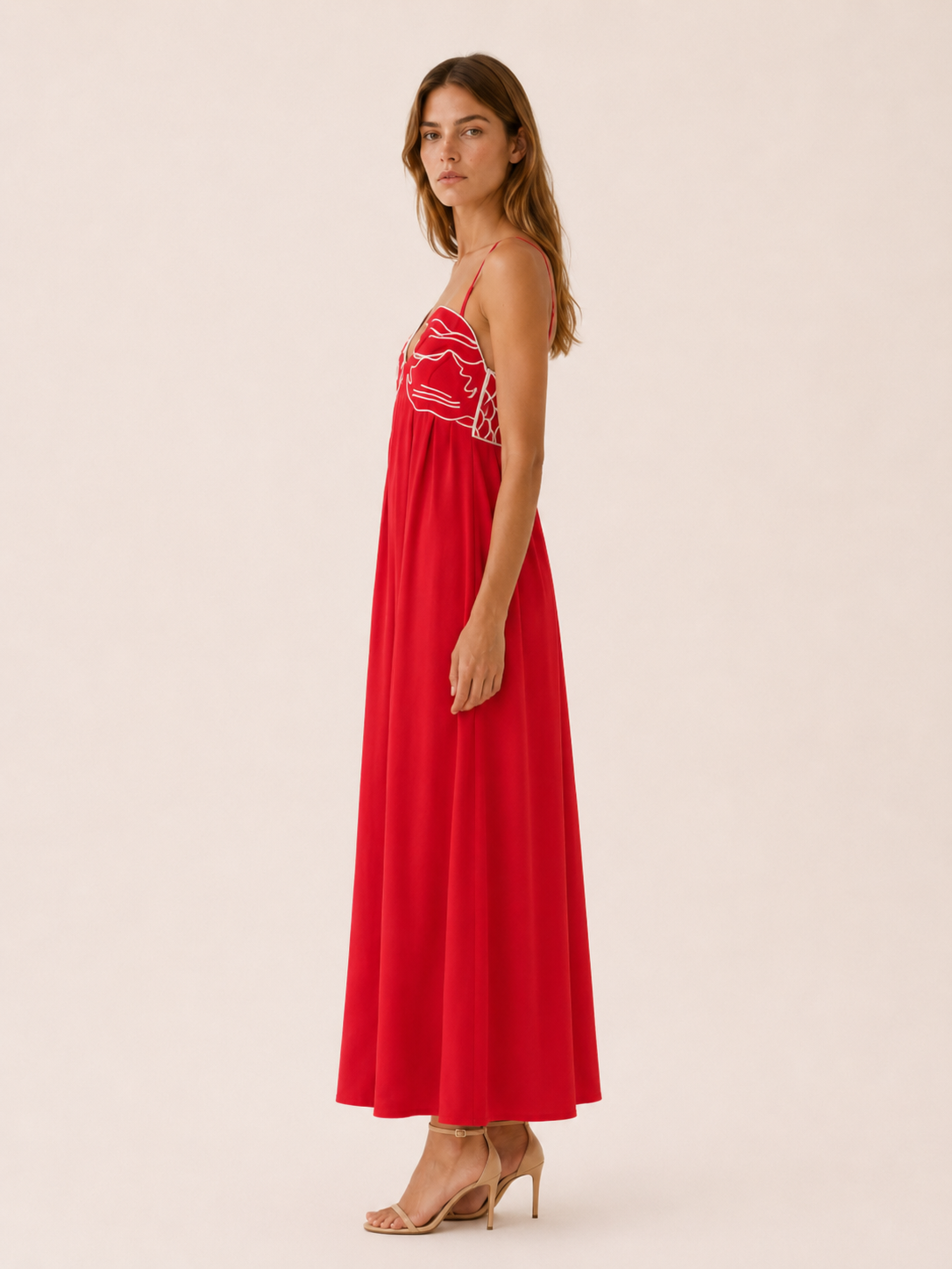 Baylor | Summer Fish Print Maxi Dress with Spaghetti Straps