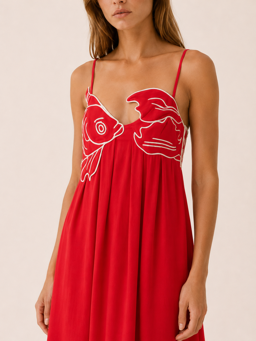 Baylor | Summer Fish Print Maxi Dress with Spaghetti Straps