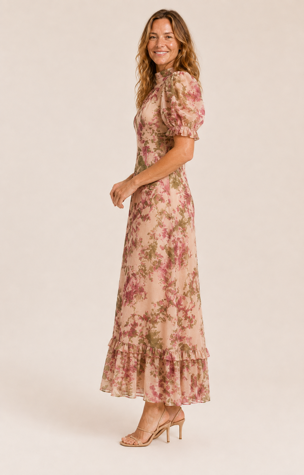 Beatrice | Women's Floral Puff Sleeve Wedding Guest Maxi Dress