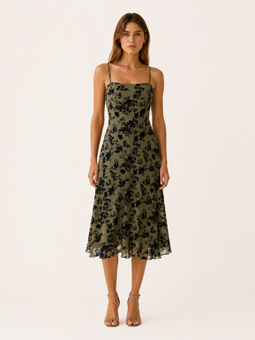 Bella | Flowy Midi Dress with Square Neckline