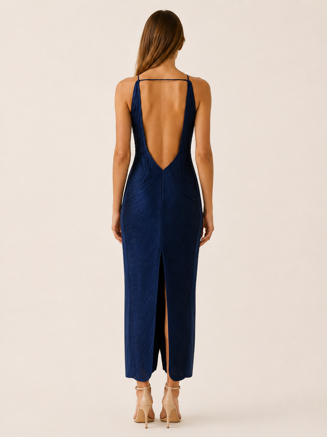Bellamy | Evening Fringe Maxi Dress with Halter Neck