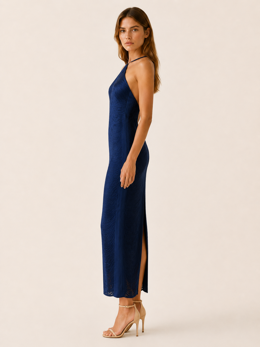 Bellamy | Evening Fringe Maxi Dress with Halter Neck