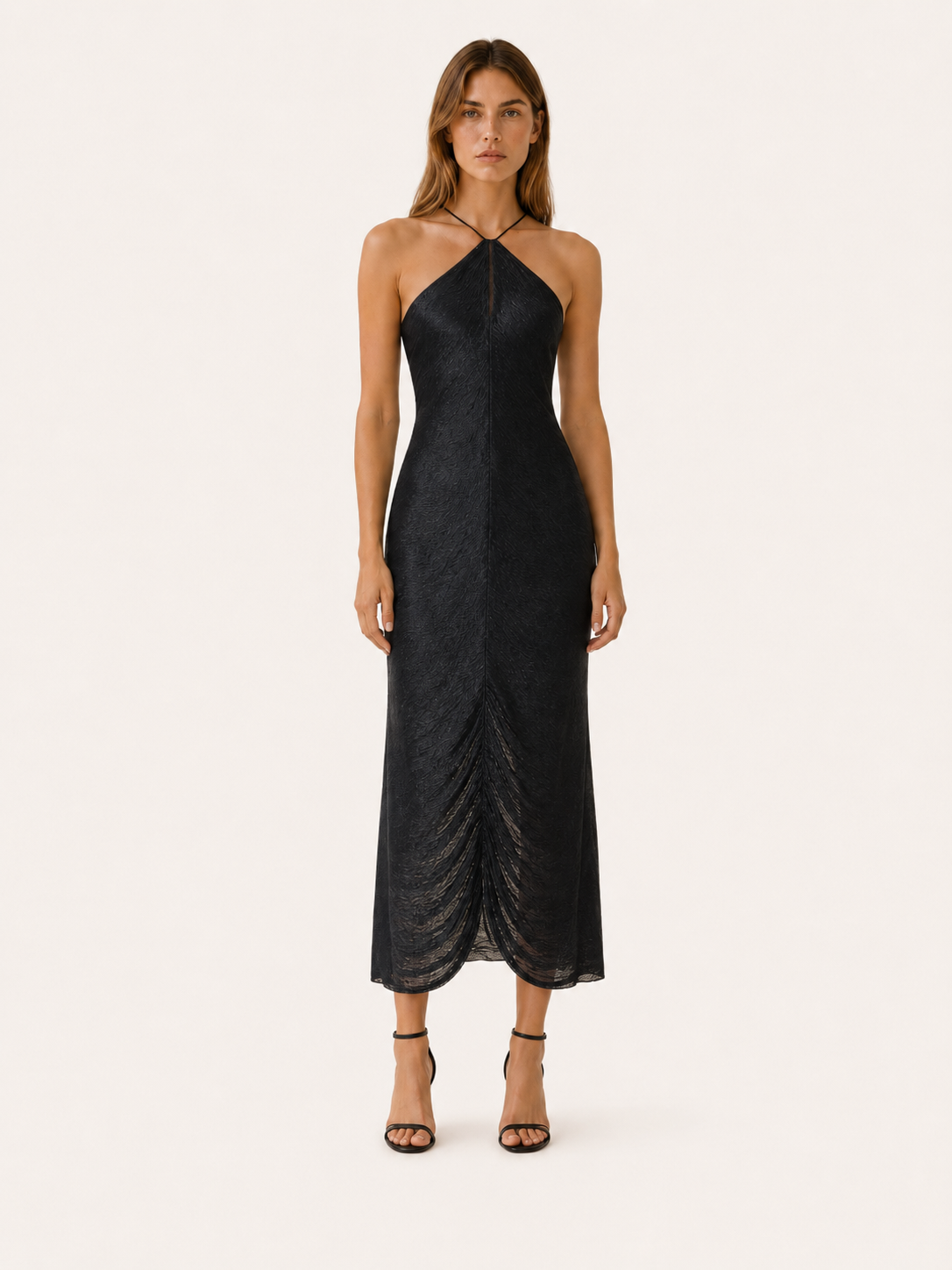Bellamy | Evening Fringe Maxi Dress with Halter Neck