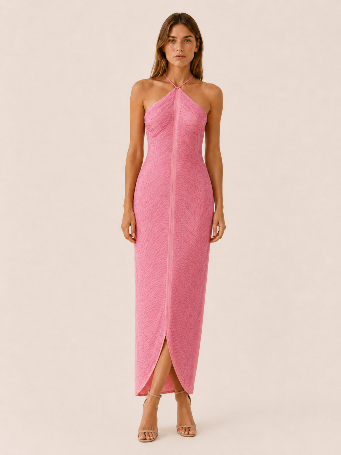 Bellamy | Evening Fringe Maxi Dress with Halter Neck