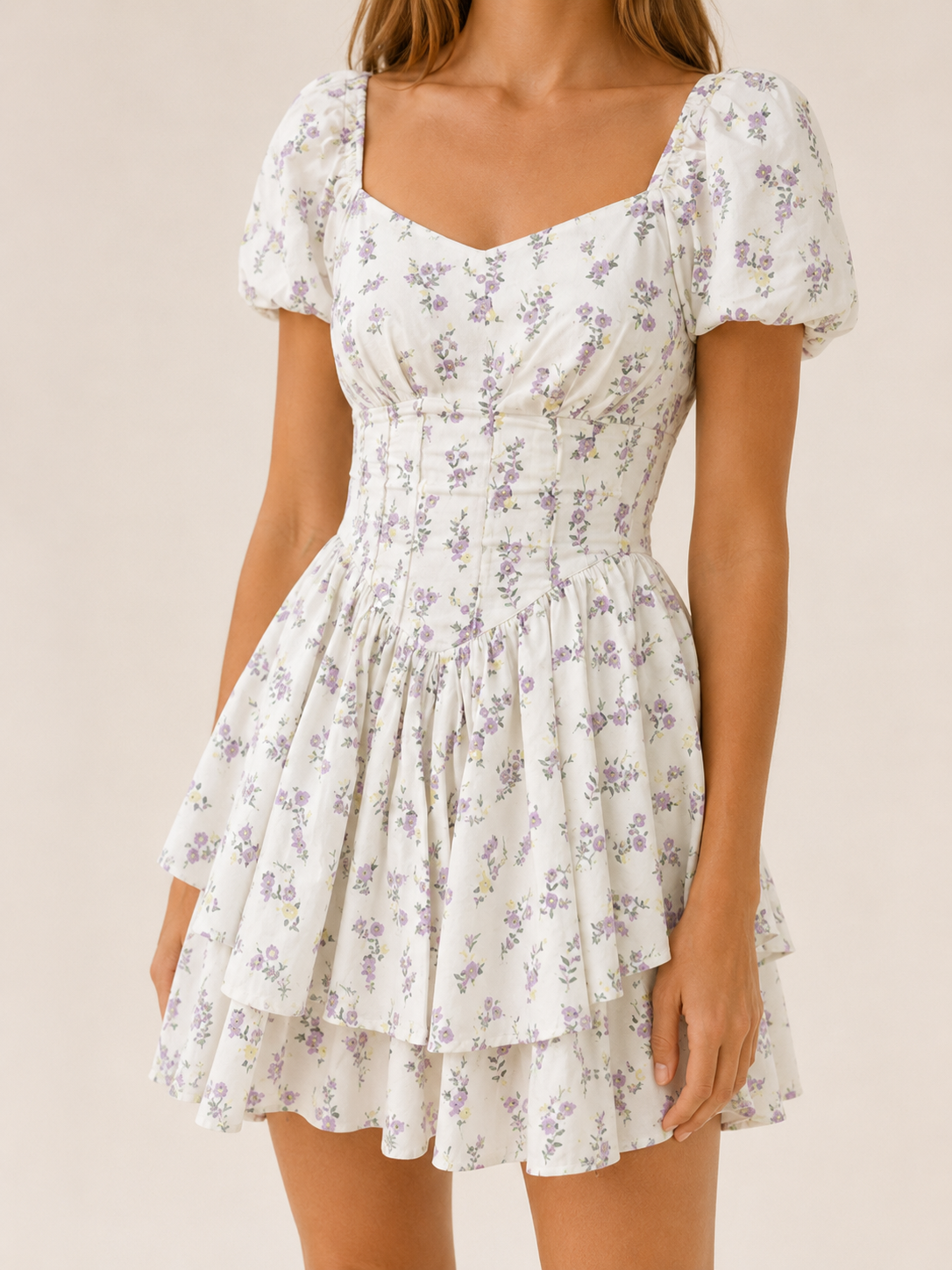 Bexley | Mini Dress with Corset Waist Puff Sleeve