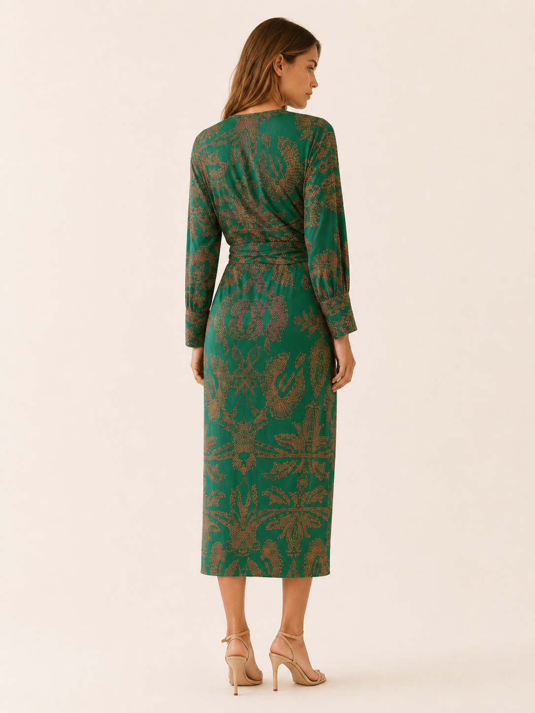 Briar | Long Sleeve Midi Dress with Twist Front
