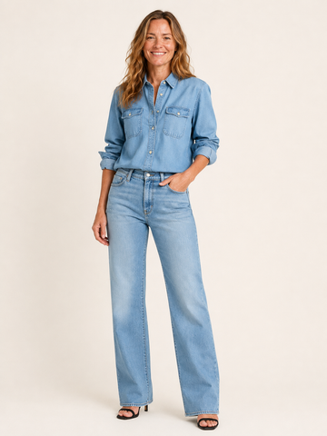 Brielle | Women's Relaxed Denim Button Front Shirt