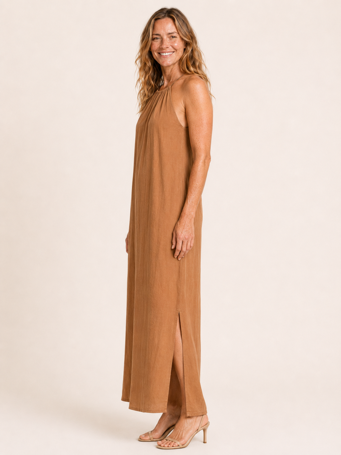 Brisa | Women's Halter Neck Gathered Summer Maxi Dress