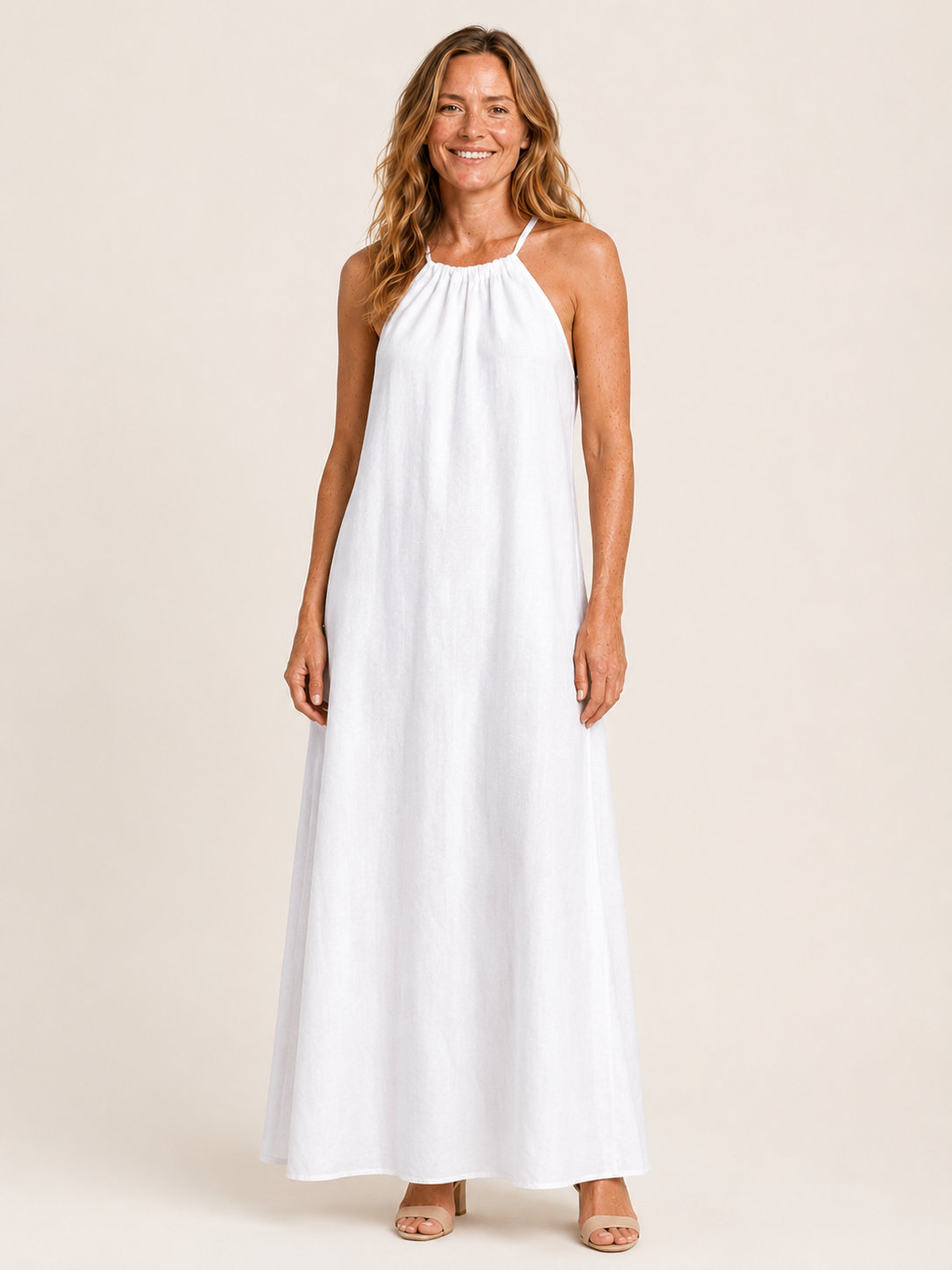 Brisa | Women's Halter Neck Gathered Summer Maxi Dress