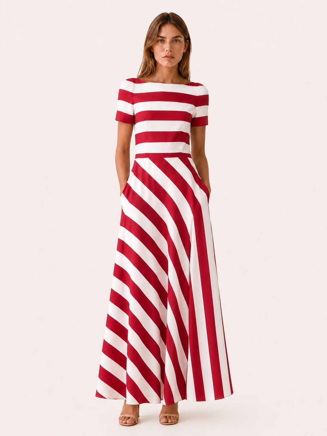 Brixton | Striped Maxi Dress with Asymmetric Panel