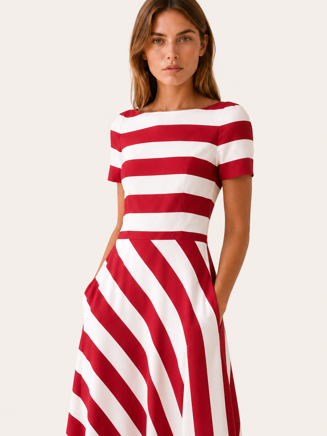 Brixton | Striped Maxi Dress with Asymmetric Panel