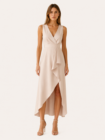 Caelith | Midi Dress with V Neckline and Draped Wrap Detail