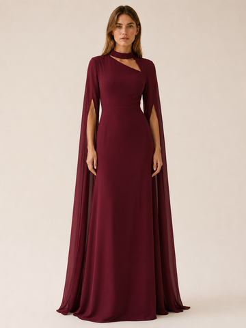 Calina | Chiffon Maxi Dress with Cape Sleeves