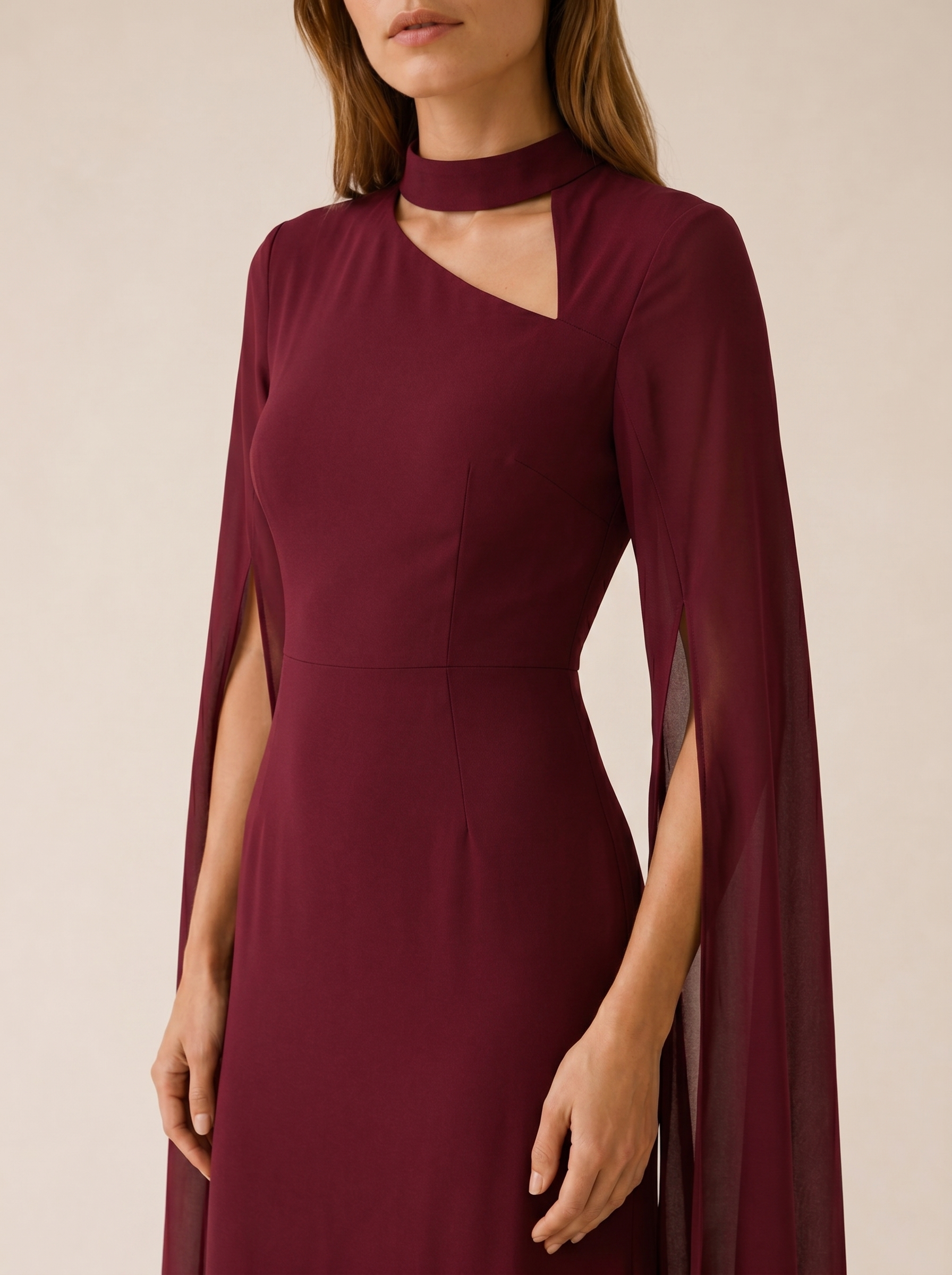 Calina | Chiffon Maxi Dress with Cape Sleeves