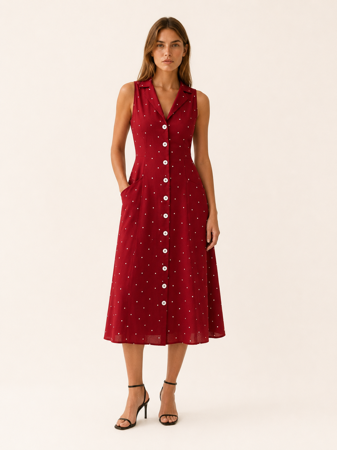Calla | Polka Dot Midi Dress with Tie Back