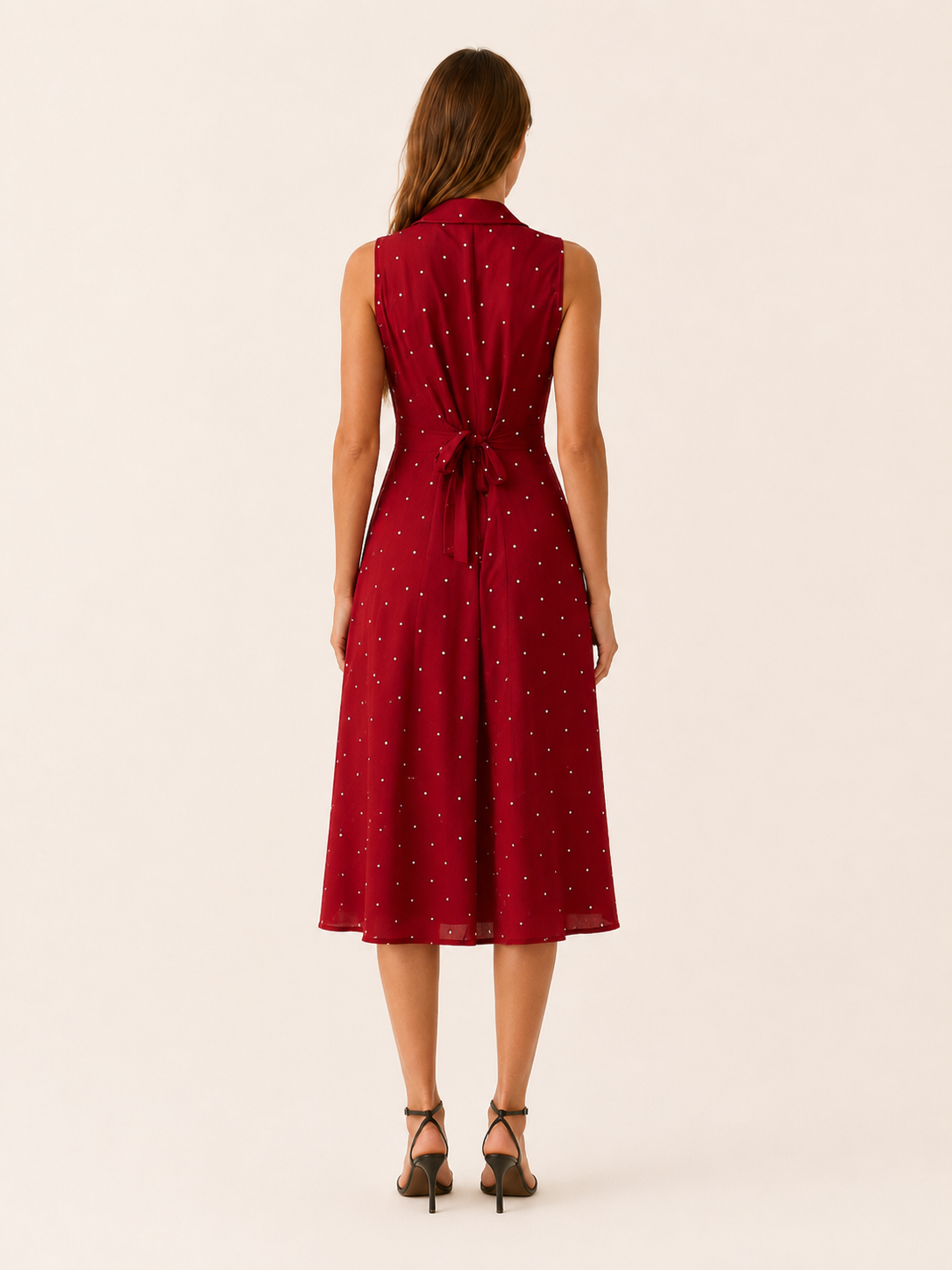 Calla | Polka Dot Midi Dress with Tie Back