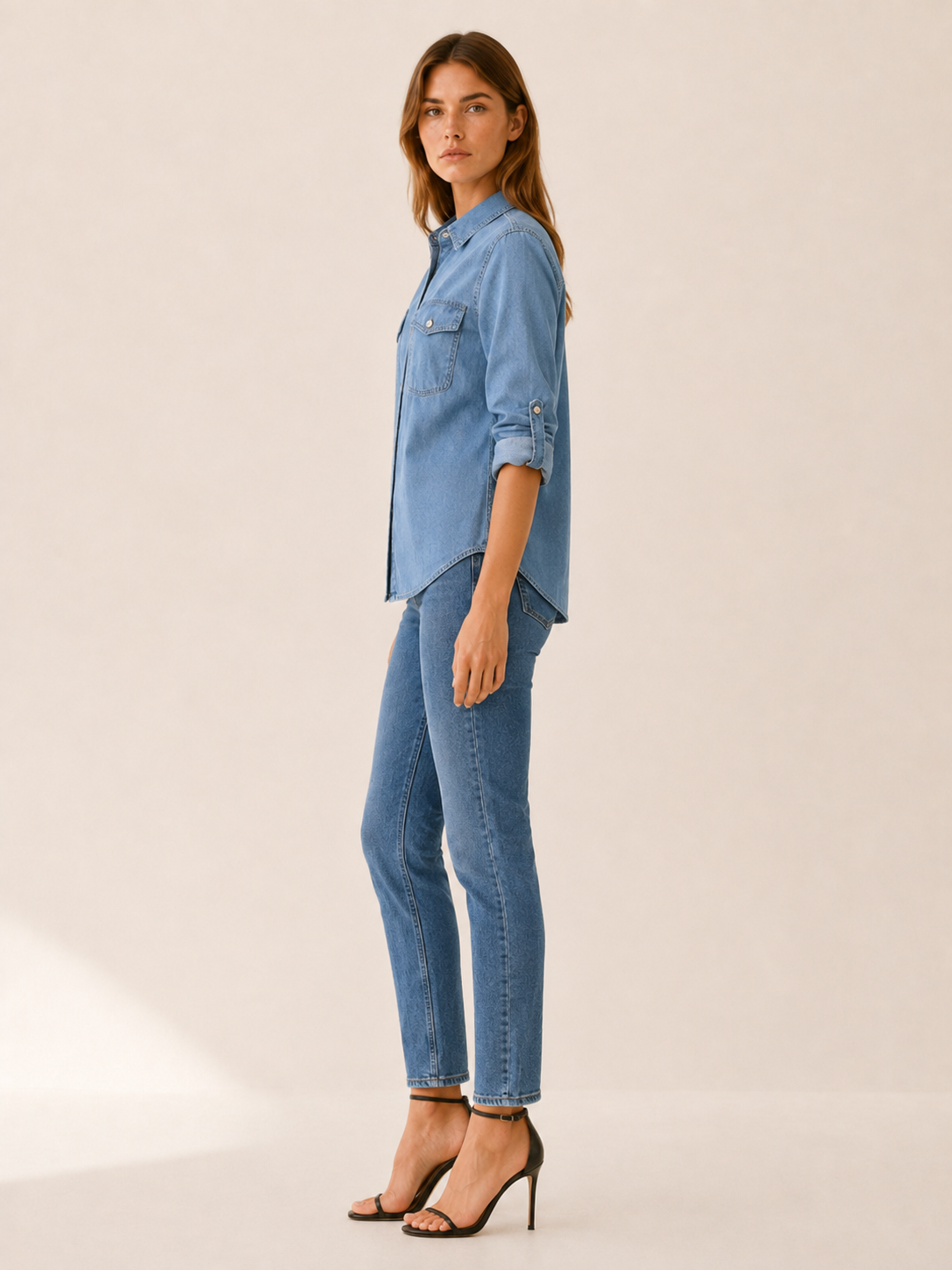 Calliope | Women's Button Front Chest Pocket Denim Shirt