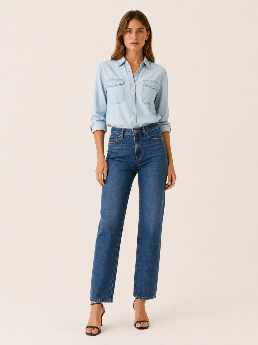Calliope | Women's Button Front Chest Pocket Denim Shirt