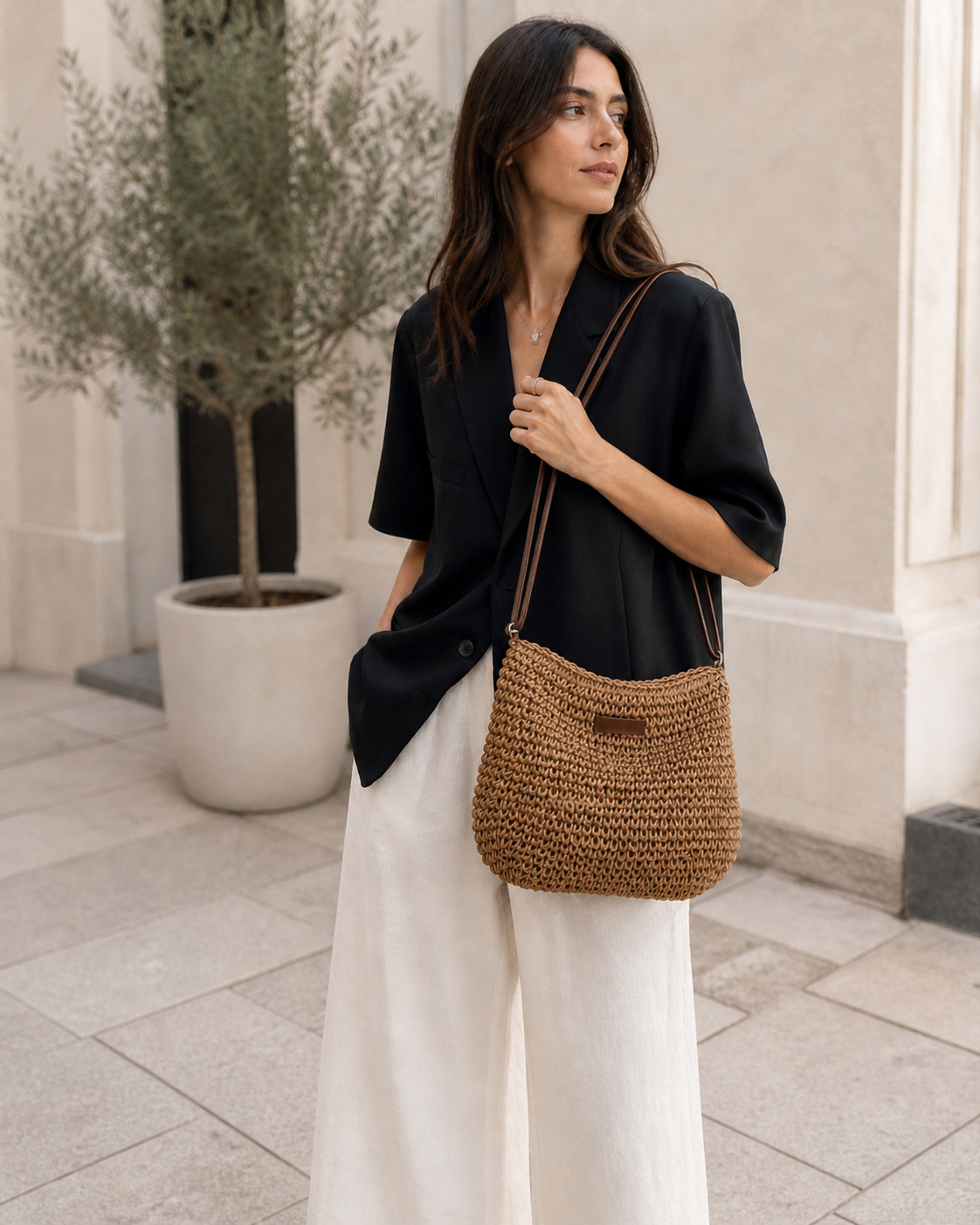 Calyra | Women's Slouchy Woven Summer Shoulder Bag