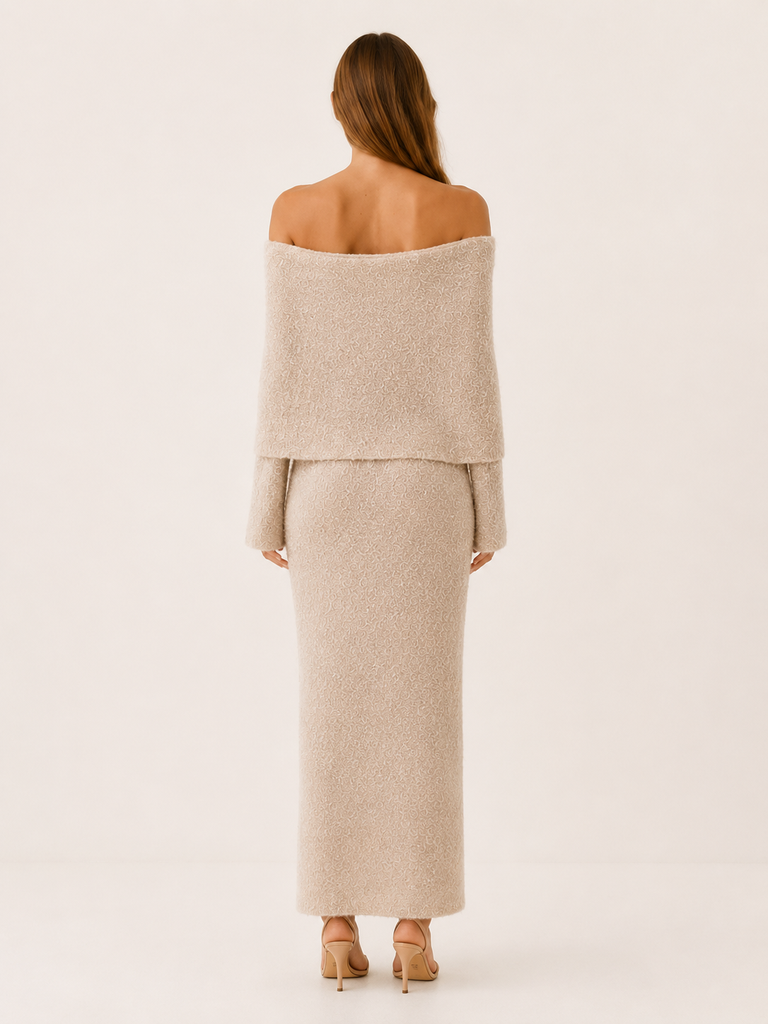 Carina | Knit Maxi Dress with Off Shoulder Neckline