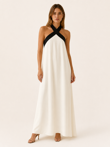 Carla | Cross Neck Maxi Dress with A-Line Fit