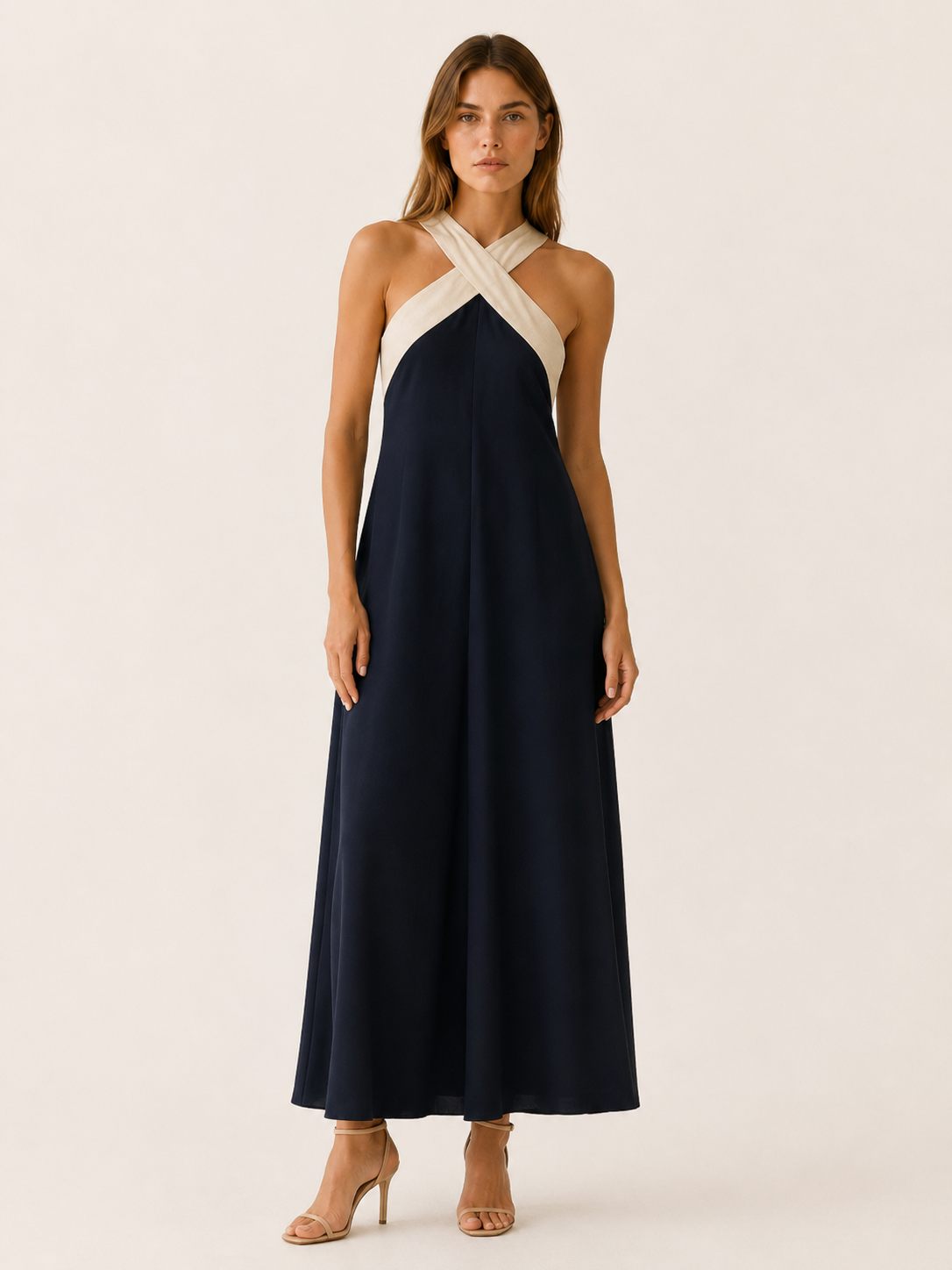 Carla | Cross Neck Maxi Dress with A-Line Fit