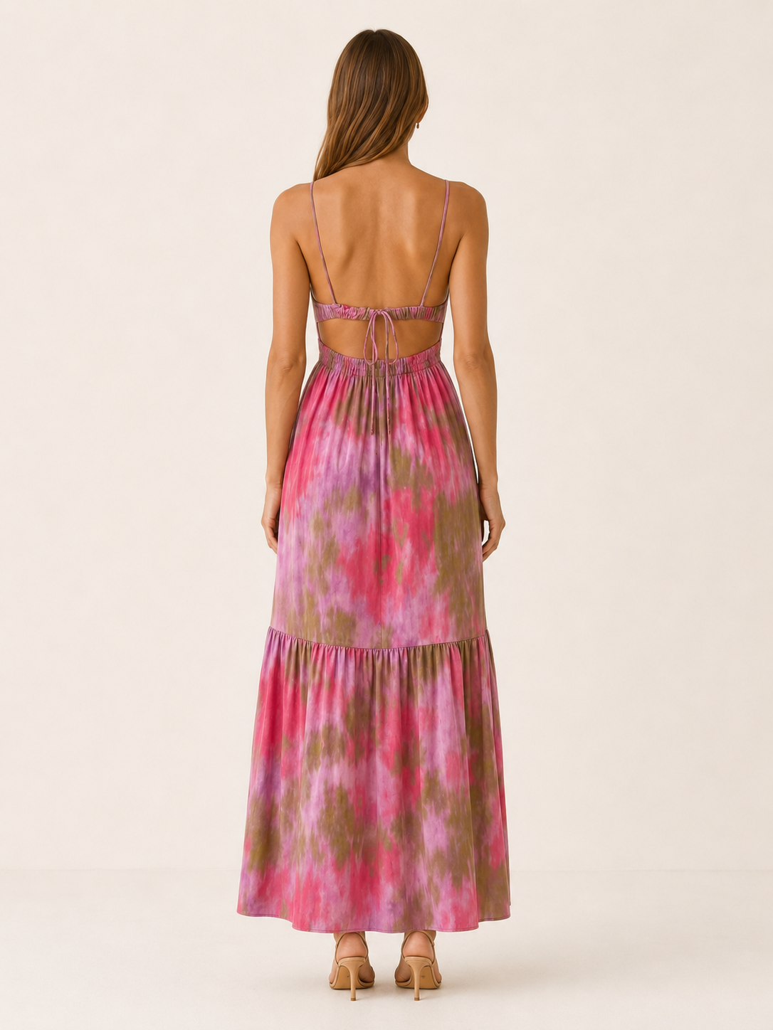 Carmel | Printed Maxi Dress with Smocked Waist Backless Detail