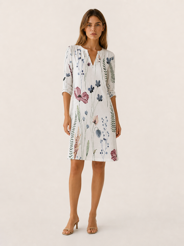 Cassia | A-Line Midi Dress with V Neck