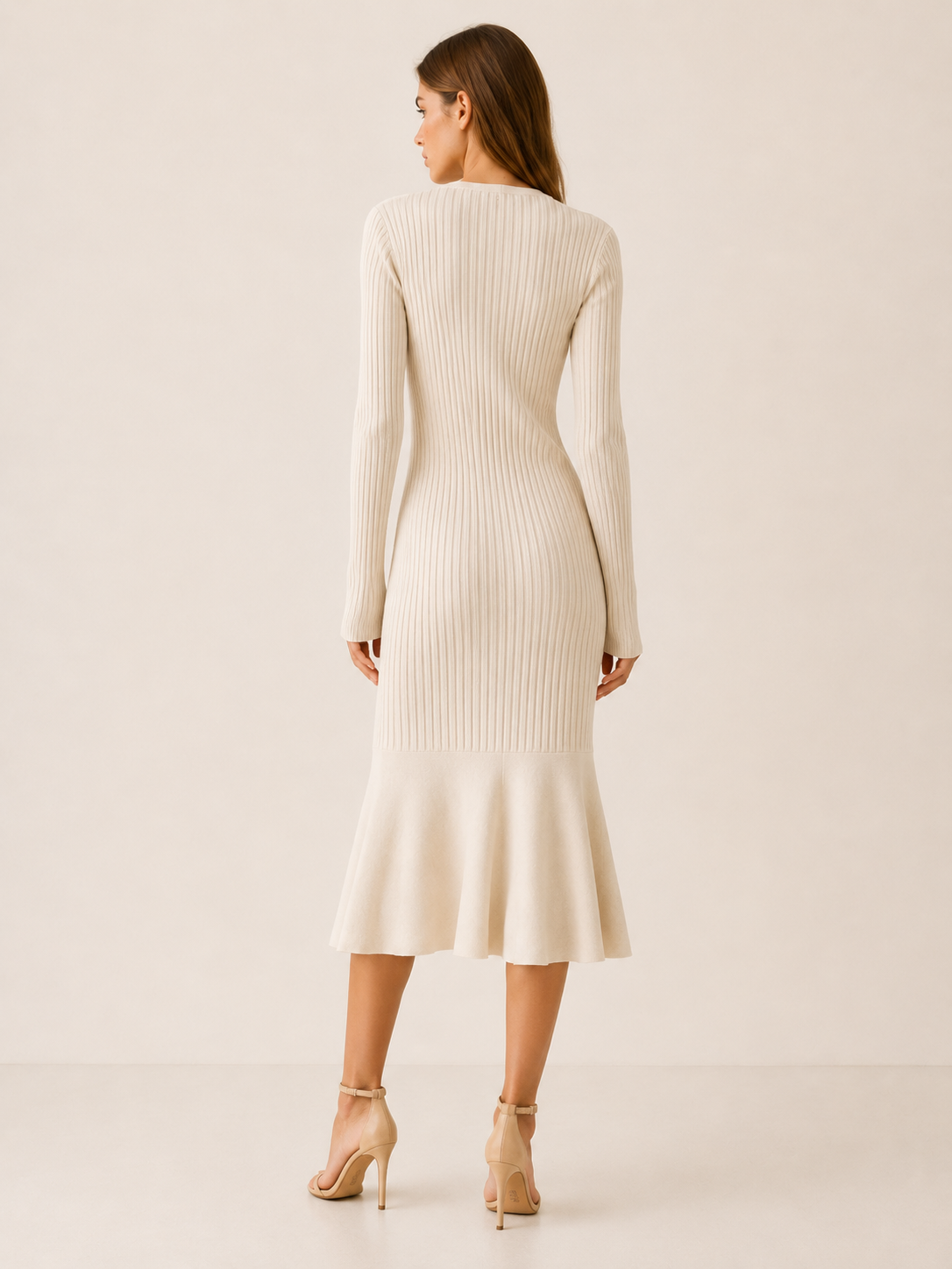 Catrin | Knitted Midi Dress with Ribbed Texture
